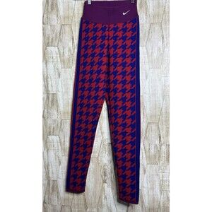 Nike‎ Women’s Size S Houndstooth Knit Leggings Red Blue Geometric Athletic
